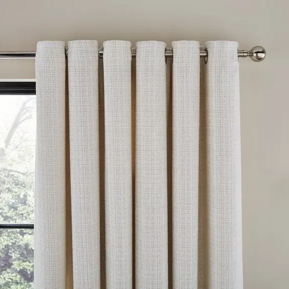 Heavyweight Eyelet Curtains - Ivory, Chenille