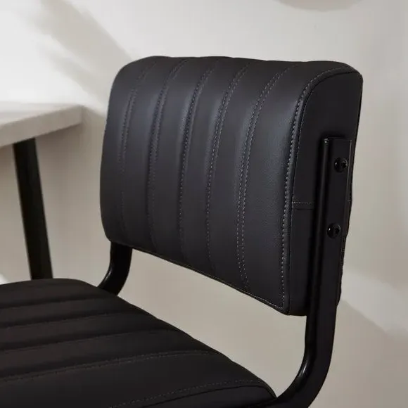 Height Adjustable Bar Stool - Black, PU Leather