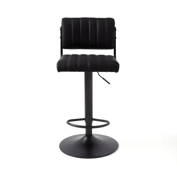 Height Adjustable Bar Stool - Black, PU Leather