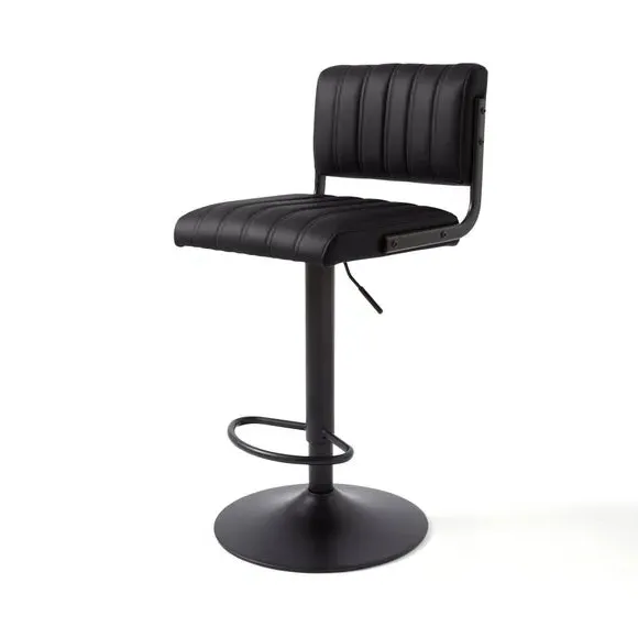 Height Adjustable Bar Stool - Black, PU Leather