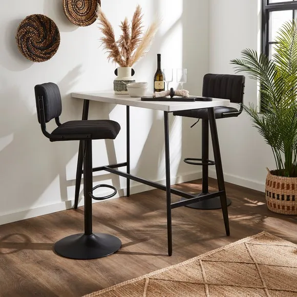Height Adjustable Bar Stool - Black, PU Leather image
