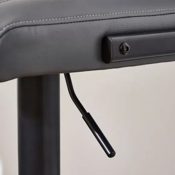 Height Adjustable Bar Stool - Grey, PU Leather