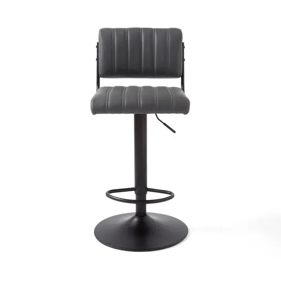 Height Adjustable Bar Stool - Grey, PU Leather