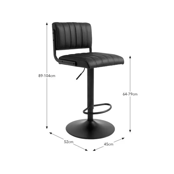 Height Adjustable Bar Stool - Tan, PU Leather