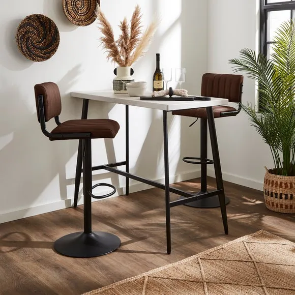 Height Adjustable Bar Stool - Tan, PU Leather