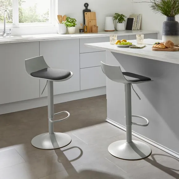 Height Adjustable Barstool - Charcoal, Leather