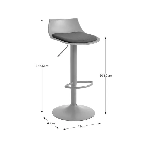 Height Adjustable Barstool - Charcoal, Leather