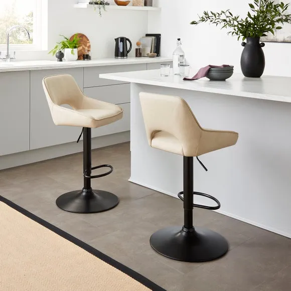 Height Adjustable Barstool - Mink, Faux Leather