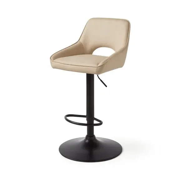 Height Adjustable Barstool - Mink, Faux Leather