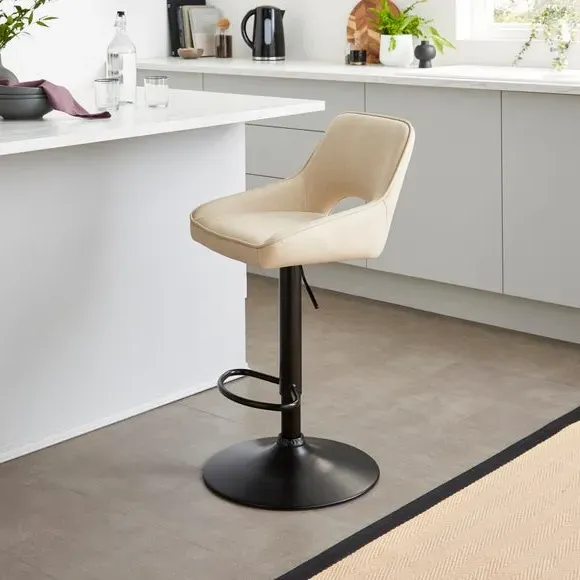 Height Adjustable Barstool - Mink, Faux Leather image