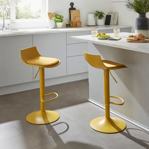 Height Adjustable Barstool - Ochre, Fabric