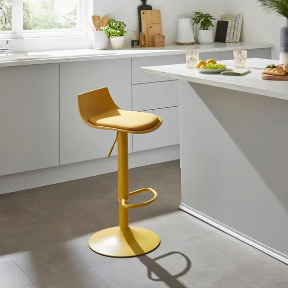 Height Adjustable Barstool - Ochre, Fabric