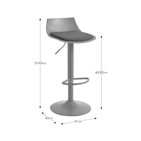 Height Adjustable Barstool - Tigerlily, Fabric