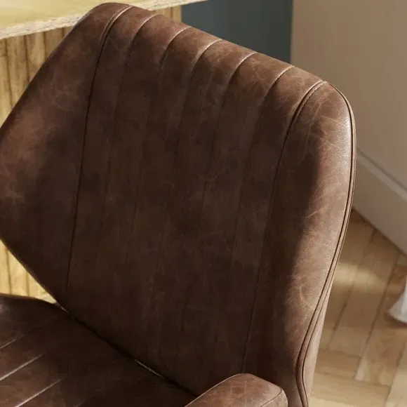 Height Adjustable Office Chair - Brown, Faux Leather