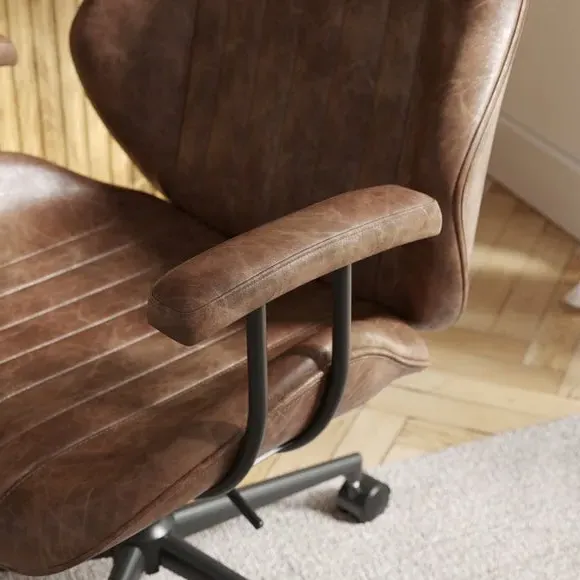 Height Adjustable Office Chair - Brown, Faux Leather
