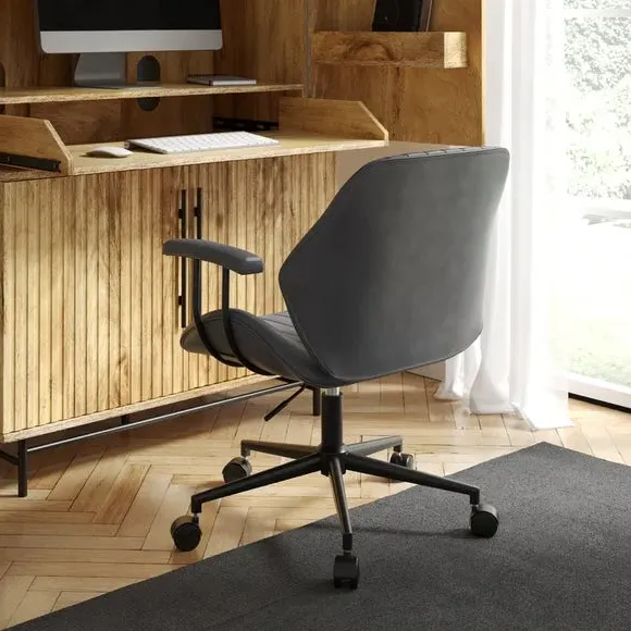 Height Adjustable Office Chair - Grey, Faux Leather