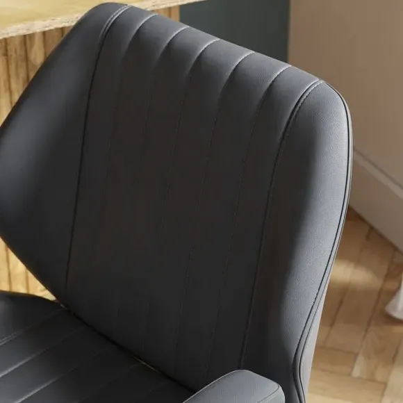 Height Adjustable Office Chair - Grey, Faux Leather