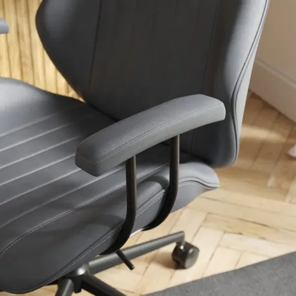 Height Adjustable Office Chair - Grey, Faux Leather