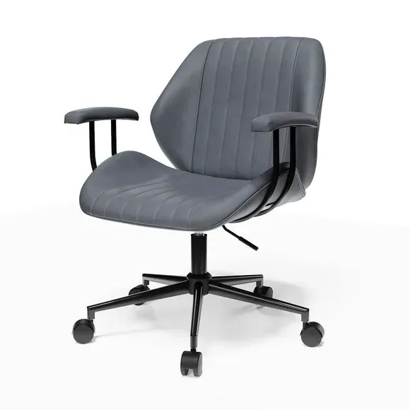 Height Adjustable Office Chair - Grey, Faux Leather