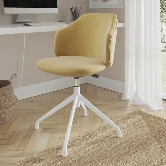 Height Adjustable Office Chair - Ochre, Velvet image