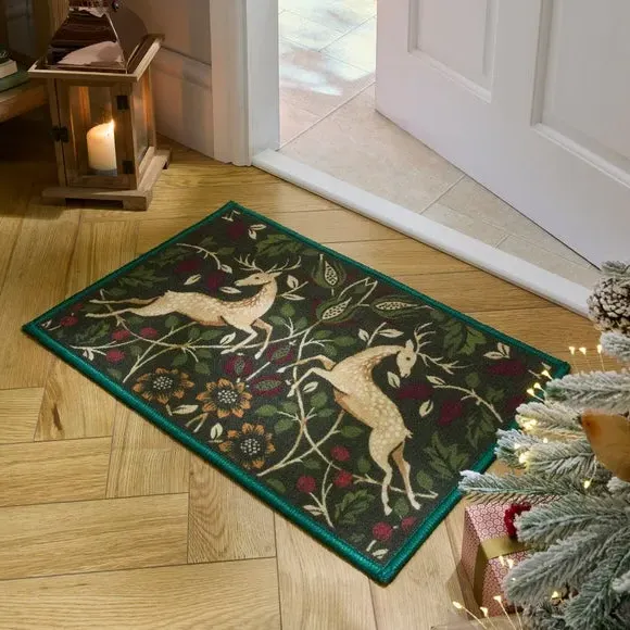 Heritage Deer Washable Mat - Green