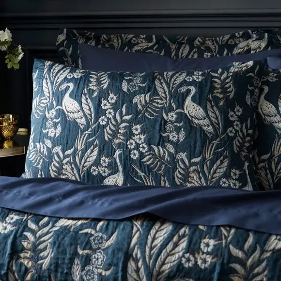 Heron Duvet Cover & Pillowcase Set - Navy