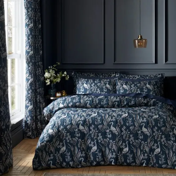 Heron Duvet Cover & Pillowcase Set - Navy