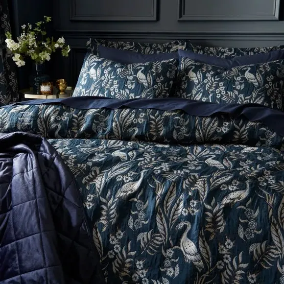 Heron Duvet Cover & Pillowcase Set - Navy