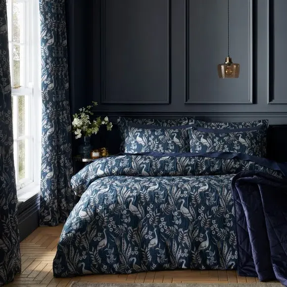 Heron Duvet Cover & Pillowcase Set - Navy