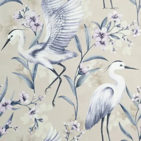 Heron Wallpaper with Pearlescent Highlights - Lilac