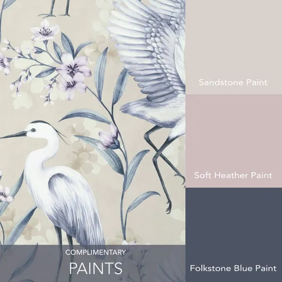 Heron Wallpaper with Pearlescent Highlights - Lilac