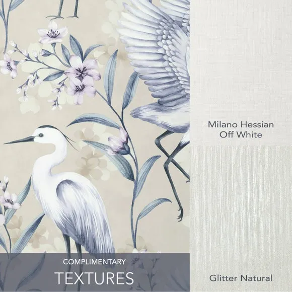 Heron Wallpaper with Pearlescent Highlights - Lilac