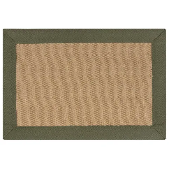 Herringbone Border Doormat - Green, Jute