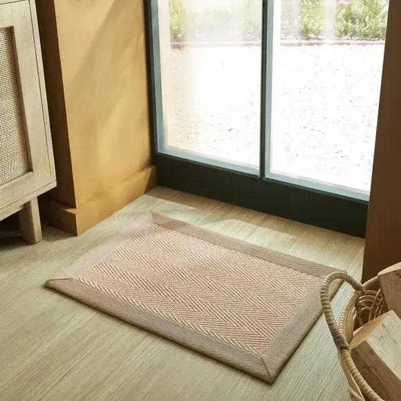Herringbone Border Doormat - Natural, Jute