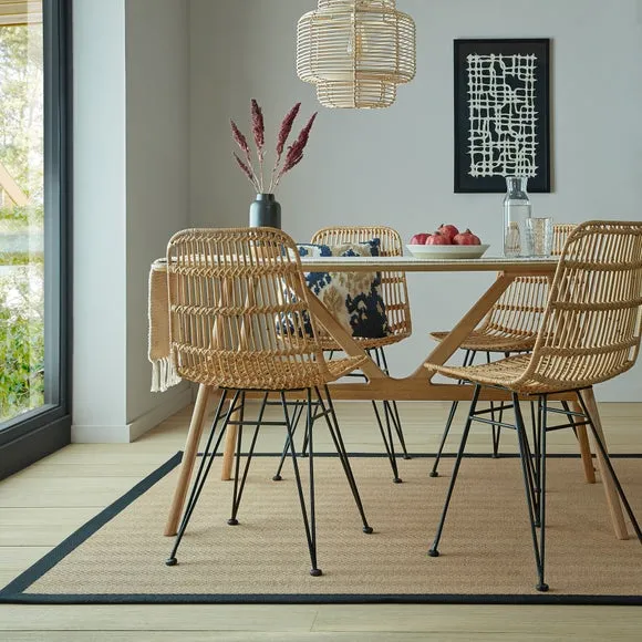 Herringbone Border Rug - Black, Jute image