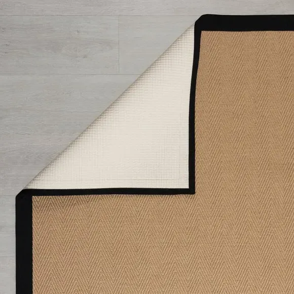 Herringbone Border Rug - Black, Jute