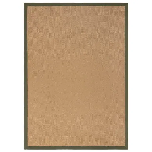 Herringbone Border Rug - Green, Jute