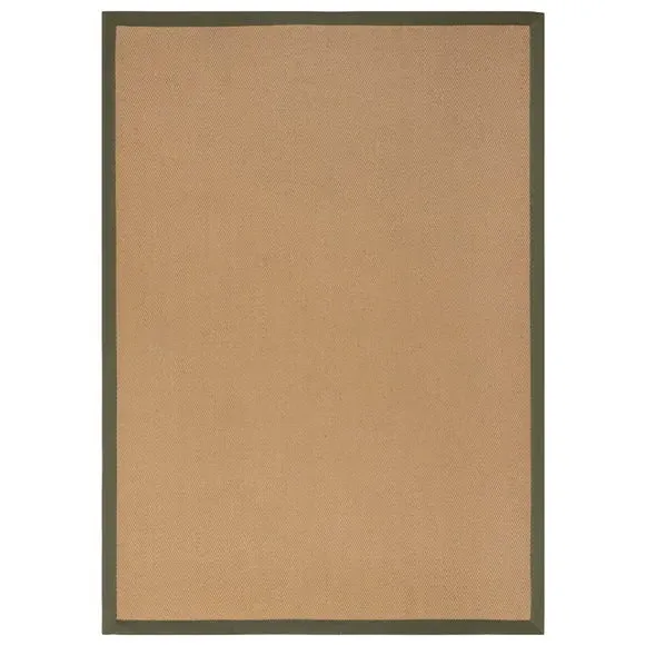 Herringbone Border Rug - Green, Jute
