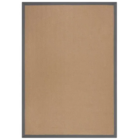 Herringbone Border Rug - Grey, Jute