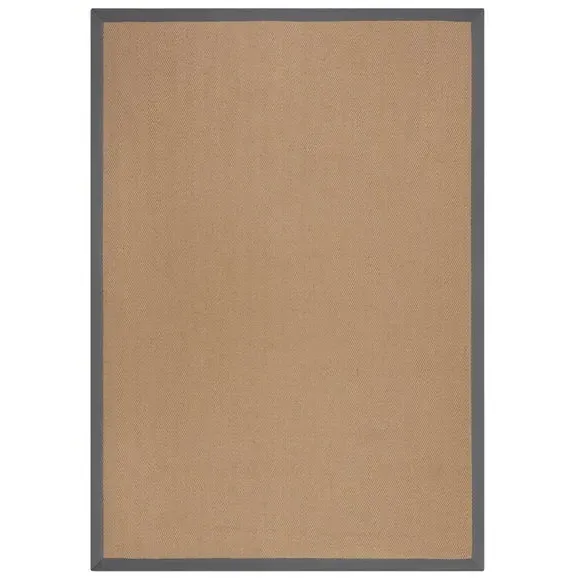 Herringbone Border Rug - Grey, Jute