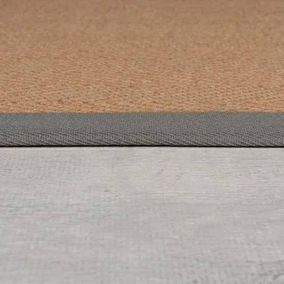 Herringbone Border Rug - Grey, Jute