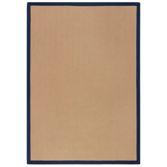 Herringbone Border Rug - Navy, Jute