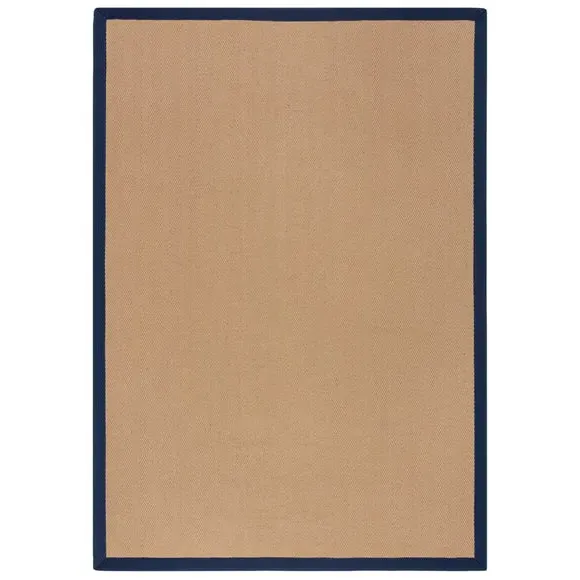 Herringbone Border Rug - Navy, Jute