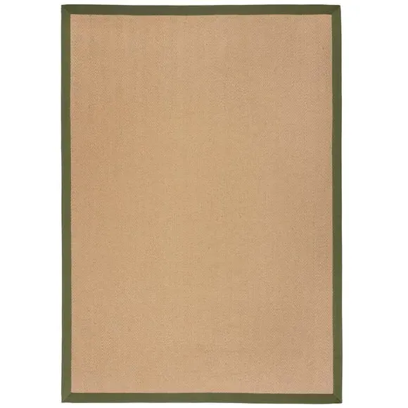Herringbone Border Rug - Olive, Jute