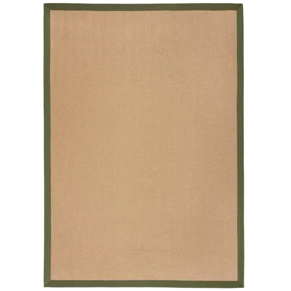 Herringbone Border Rug - Olive, Jute