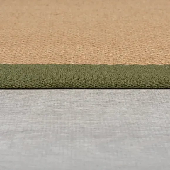 Herringbone Border Rug - Olive, Jute
