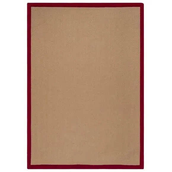 Herringbone Border Rug - Red, Jute