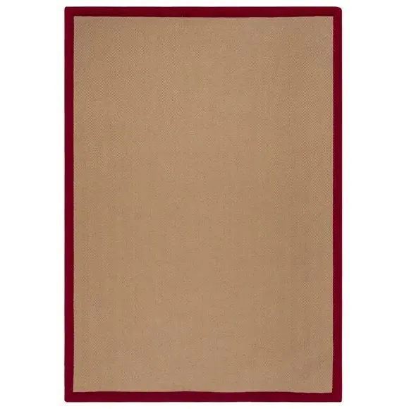 Herringbone Border Rug - Red, Jute