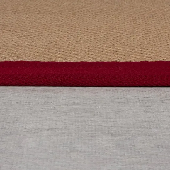 Herringbone Border Rug - Red, Jute