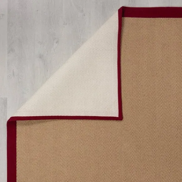 Herringbone Border Rug - Red, Jute
